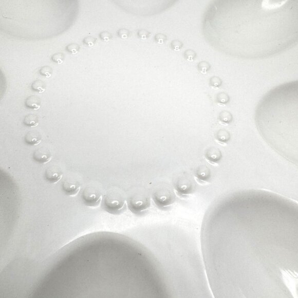 Grace Pantry Ceramic Egg Tray Plate With Beaded Edge White - Picture 3 of 6
